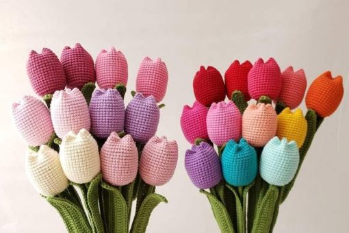 Cách móc hoa tulip bằng len cực đẹp, siêu đơn giản